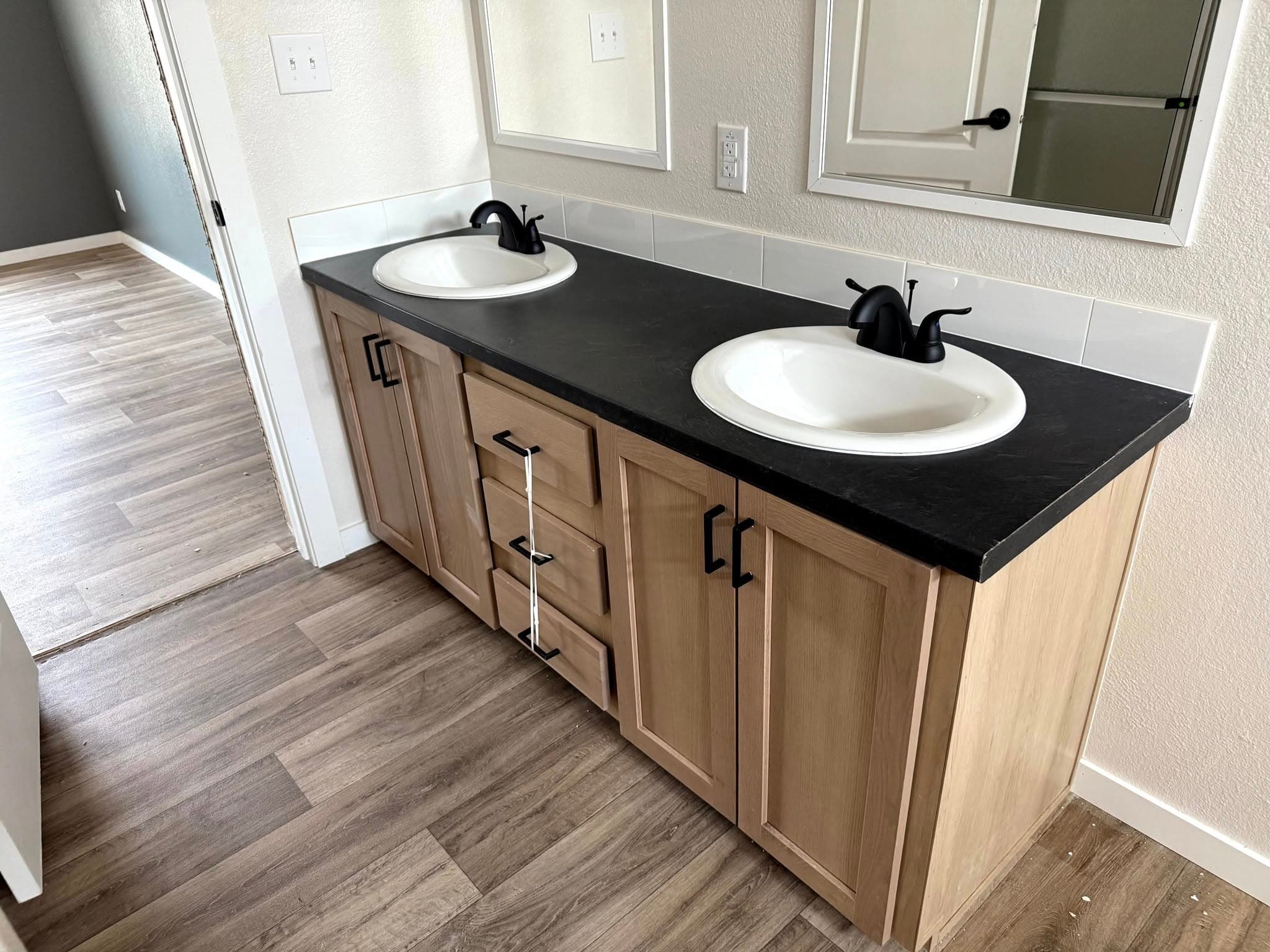 The red river bathroom home features