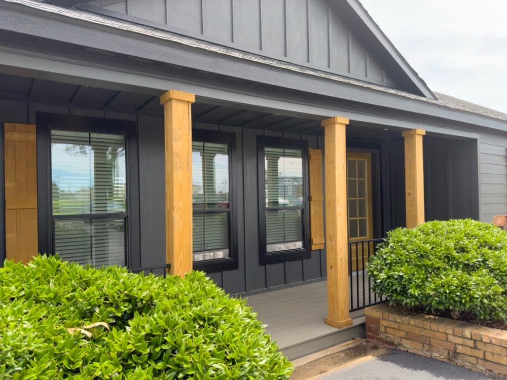 The riverwalk elevation and exterior home features